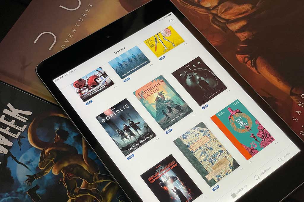 photo of iPad pdf reader for tabletop rpg books and manuals