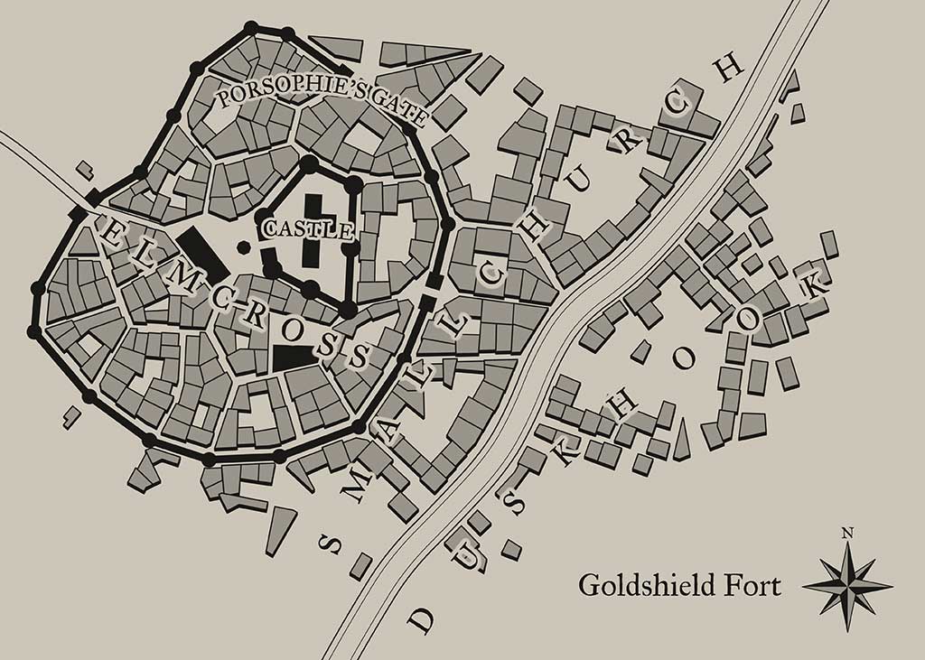 randomly generated map of a medieval fantasy city