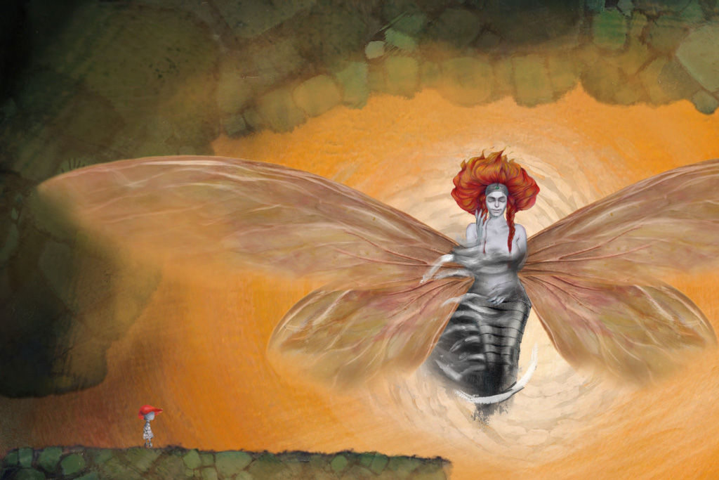 Unleaving video game screenshot - hand drawn backgrounds with watercolor art