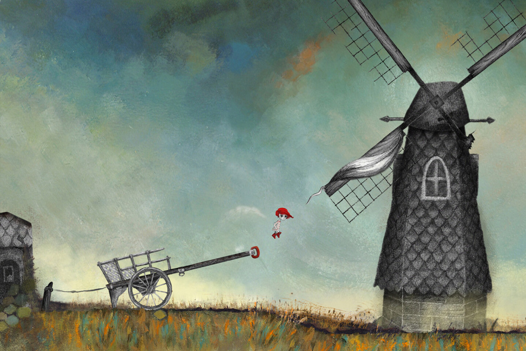 Unleaving video game screenshot - hand drawn backgrounds with watercolor art